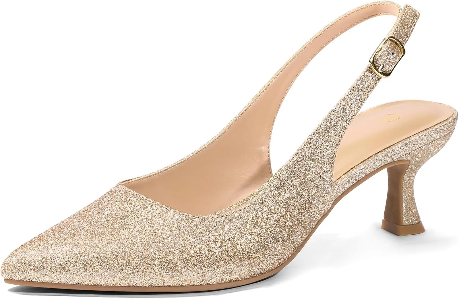 mysoft Women's Slingback Kitten Heel Pumps 2-Inch Low Heels Closed Toe Party Wedding Dress Shoes