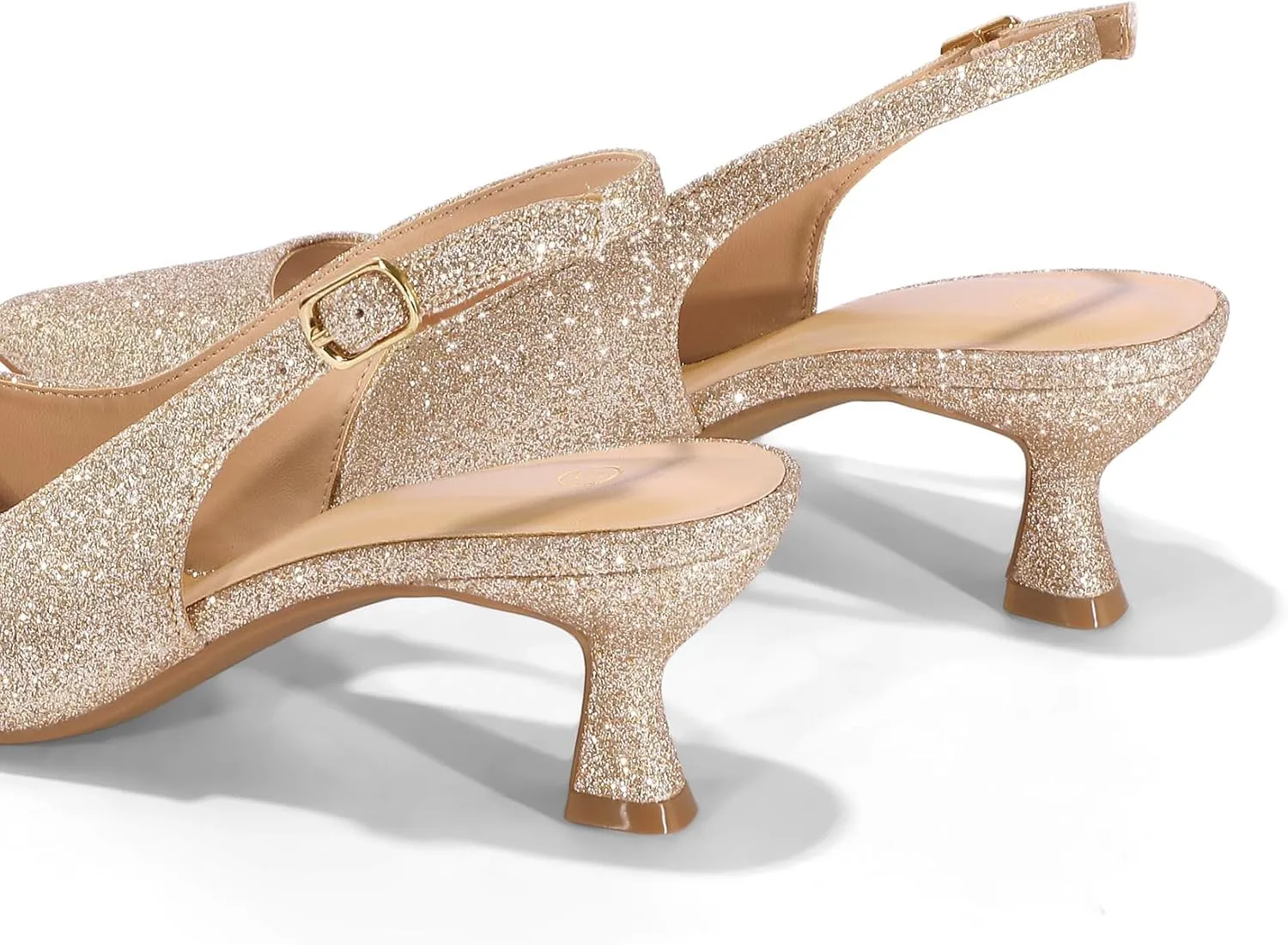 mysoft Women's Slingback Kitten Heel Pumps 2-Inch Low Heels Closed Toe Party Wedding Dress Shoes