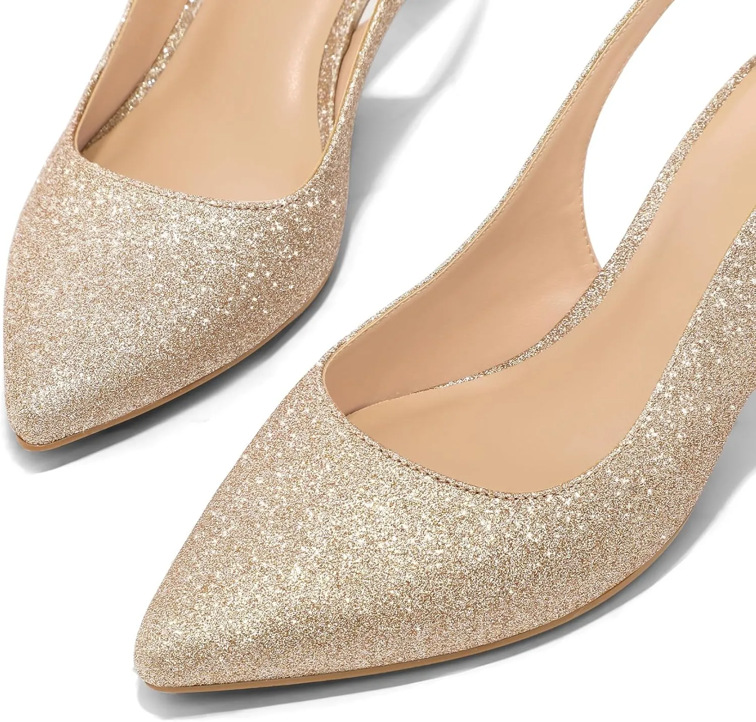 mysoft Women's Slingback Kitten Heel Pumps 2-Inch Low Heels Closed Toe Party Wedding Dress Shoes