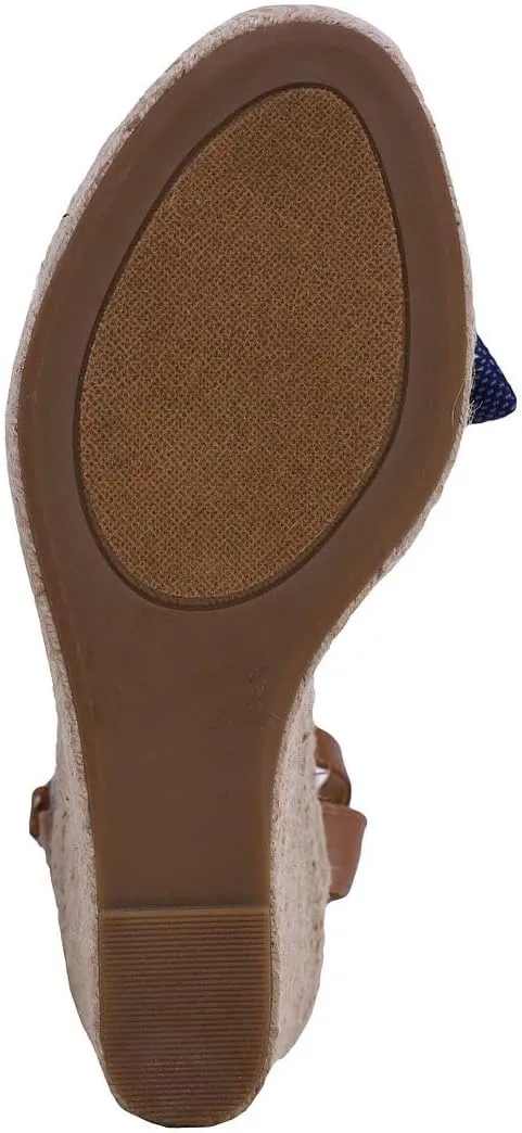 Nautica Women's Espadrille Wedge Sandals – Platform Heel Summer Dress Shoes with Ankle Strap and Bow – Comfortable Open Toe Beach and Casual Footwear