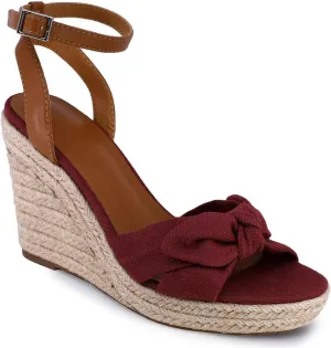 Nautica Women's Espadrille Wedge Sandals – Platform Heel Summer Dress Shoes with Ankle Strap and Bow – Comfortable Open Toe Beach and Casual Footwear