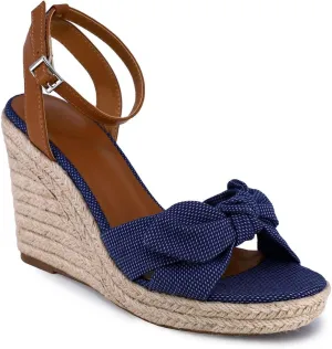 Nautica Women's Espadrille Wedge Sandals – Platform Heel Summer Dress Shoes with Ankle Strap and Bow – Comfortable Open Toe Beach and Casual Footwear