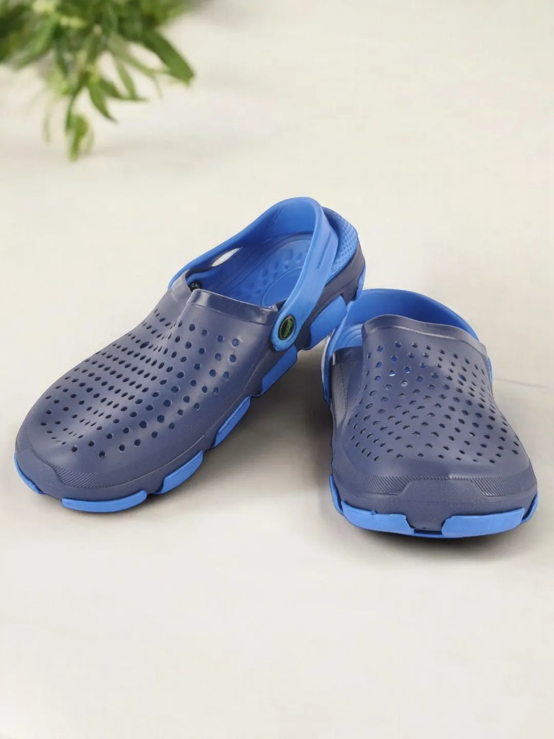 Navy Blue Ventilated Slip-On Clogs For Boys