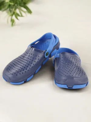 Navy Blue Ventilated Slip-On Clogs For Boys