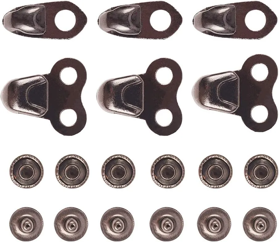 NBEADS 40 Sets Alloy Boot Lace Hooks, 2 Sizes Gunmetal Shoe Lace Hooks With Rivets For Climbing Repairing Outdoor Shoes