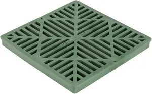 NDS 1212 Square Catch Basin Drain Grate, Diamond Design, Fits 12-Inch Catch Basin Drain, Risers and Low Profile Adapter, 12-Inch, Plastic, Green
