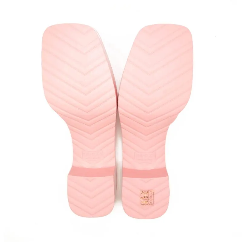 NEW Gucci Rubber Logo Platform Slide Sandal Pink EU 40