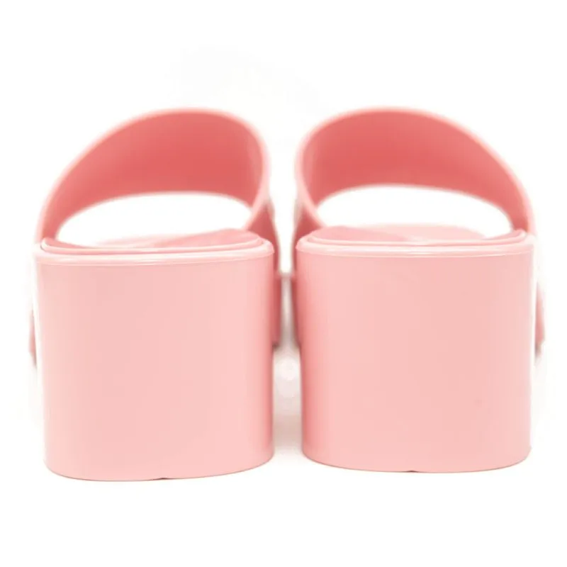 NEW Gucci Rubber Logo Platform Slide Sandal Pink EU 40