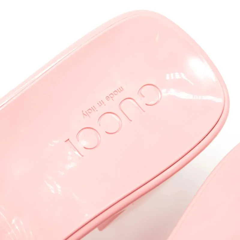 NEW Gucci Rubber Logo Platform Slide Sandal Pink EU 40