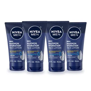 NIVEA MEN Maximum Hydration Face Lotion, Face Lotion with Broad Spectrum SPF 15 Sunscreen for Men, 4 Pack of 2.5 Fl Oz Tubes