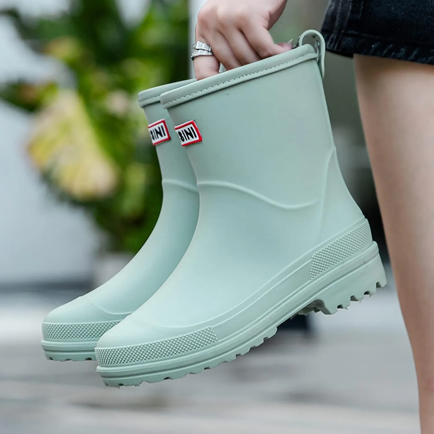 Nutropa Mid Calf Rain Boots for Women,Waterproof Garden Shoes Anti-Slip Rainboots,Outdoor Work Rain Shoes