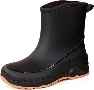 Nutropa Mid Calf Rain Boots for Women,Waterproof Garden Shoes Anti-Slip Rainboots,Outdoor Work Rain Shoes