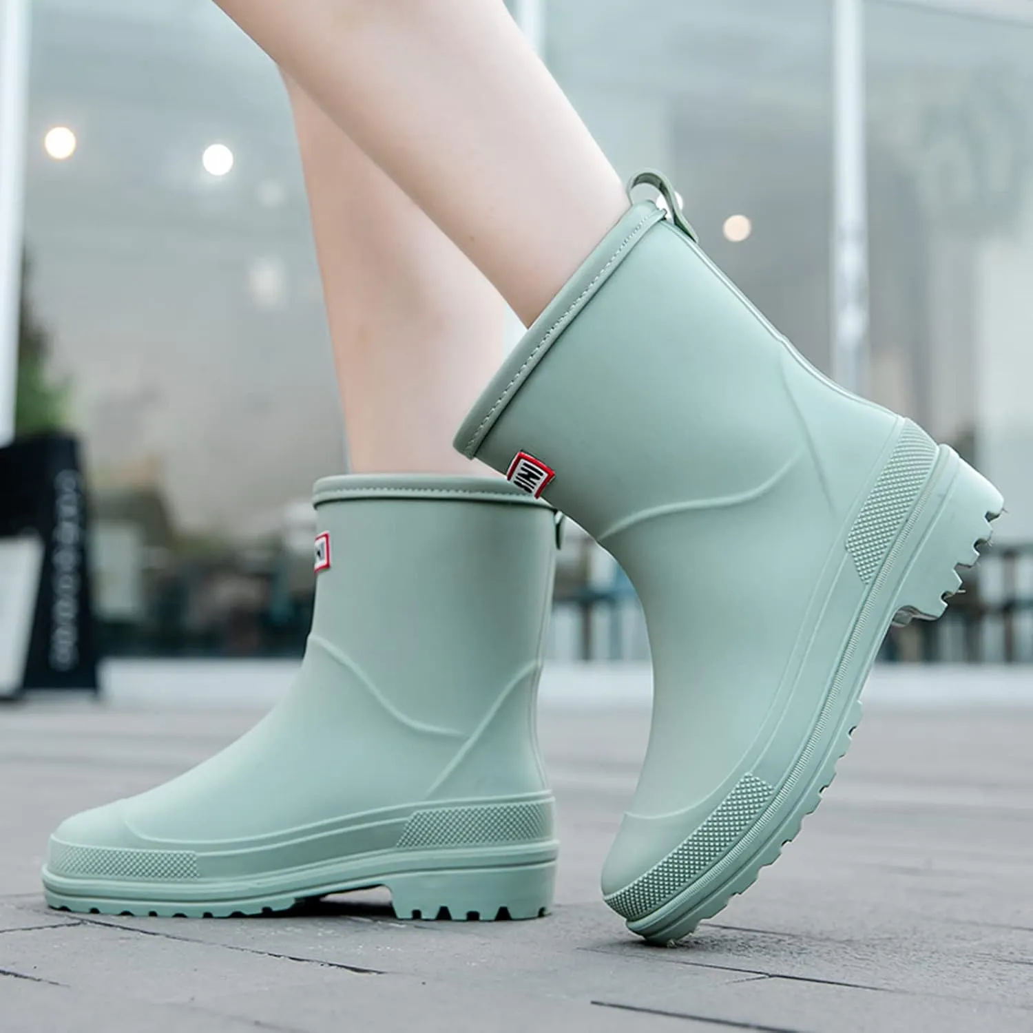 Nutropa Mid Calf Rain Boots for Women,Waterproof Garden Shoes Anti-Slip Rainboots,Outdoor Work Rain Shoes