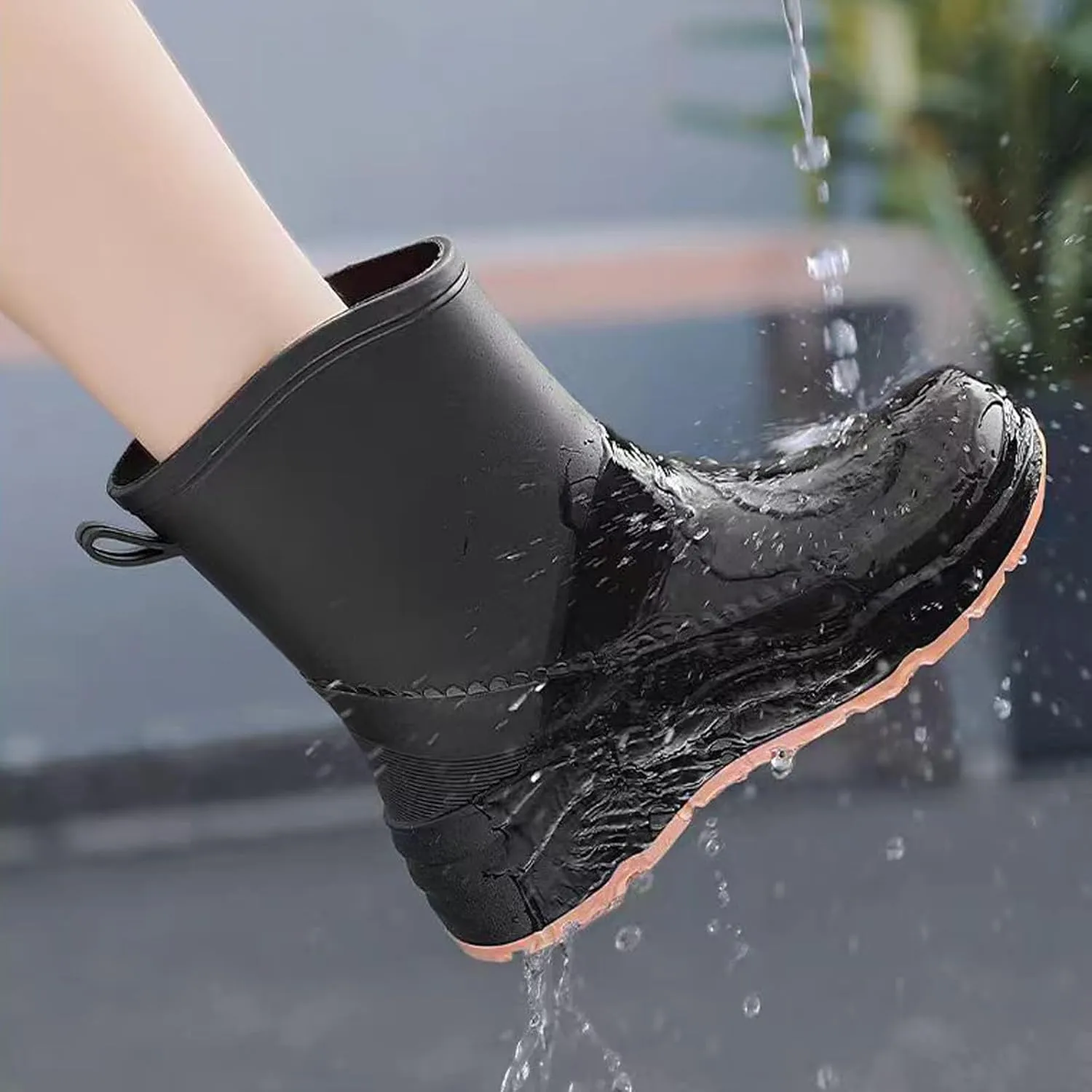Nutropa Mid Calf Rain Boots for Women,Waterproof Garden Shoes Anti-Slip Rainboots,Outdoor Work Rain Shoes