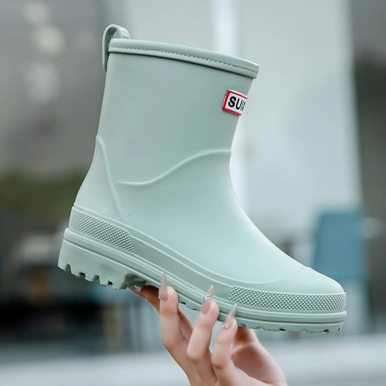 Nutropa Mid Calf Rain Boots for Women,Waterproof Garden Shoes Anti-Slip Rainboots,Outdoor Work Rain Shoes