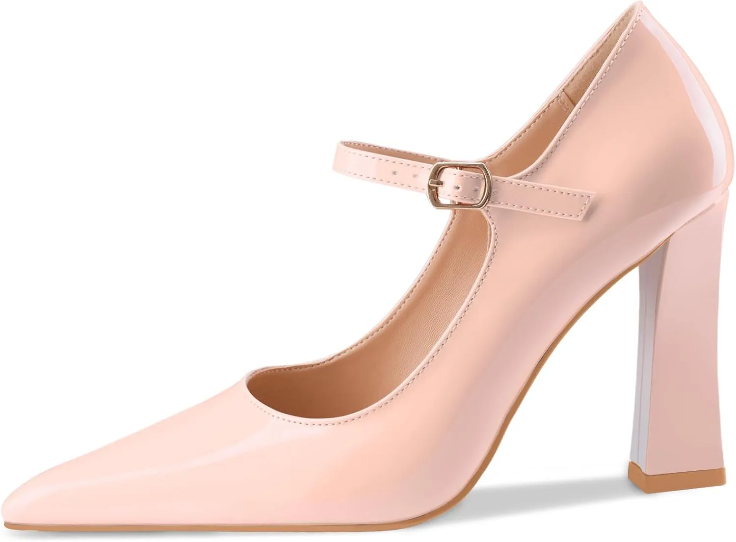 Oh Mispares Women’s Pointed Toe Pumps Mary Jane Chunky Heel Closed Toe Heels Adjustable Strap Elegant Wedding Prom Office 4 Inch Dress Shoes
