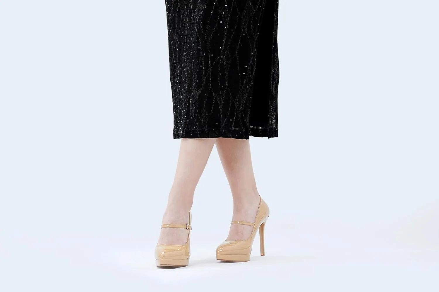Oh Mispares Women’s Stiletto High Heels Thin Platform Styling Pointed Toe Mary Jane Style Summer Dress Pumps 5 inch Trendy Office Wear Shoes