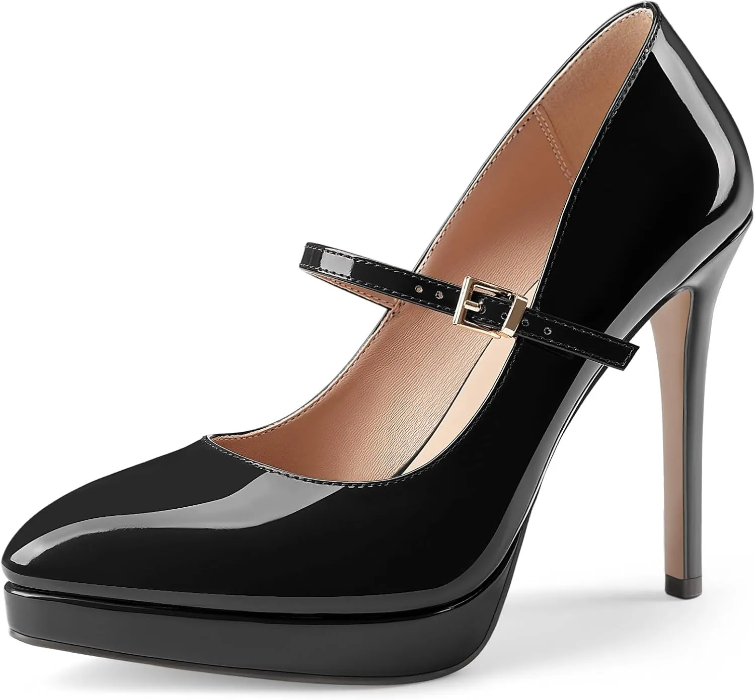 Oh Mispares Women’s Stiletto High Heels Thin Platform Styling Pointed Toe Mary Jane Style Summer Dress Pumps 5 inch Trendy Office Wear Shoes