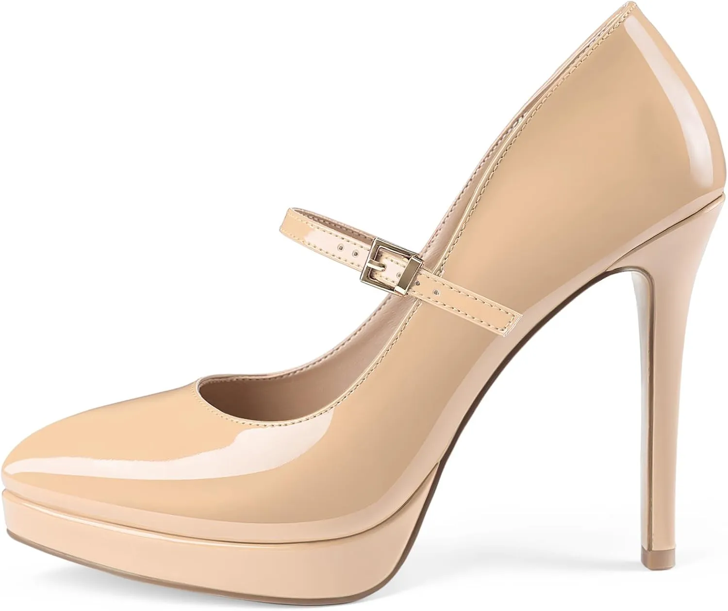 Oh Mispares Women’s Stiletto High Heels Thin Platform Styling Pointed Toe Mary Jane Style Summer Dress Pumps 5 inch Trendy Office Wear Shoes