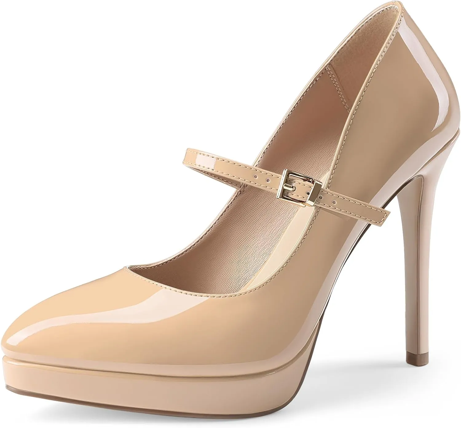 Oh Mispares Women’s Stiletto High Heels Thin Platform Styling Pointed Toe Mary Jane Style Summer Dress Pumps 5 inch Trendy Office Wear Shoes