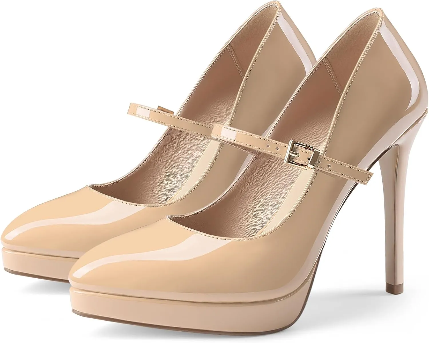Oh Mispares Women’s Stiletto High Heels Thin Platform Styling Pointed Toe Mary Jane Style Summer Dress Pumps 5 inch Trendy Office Wear Shoes