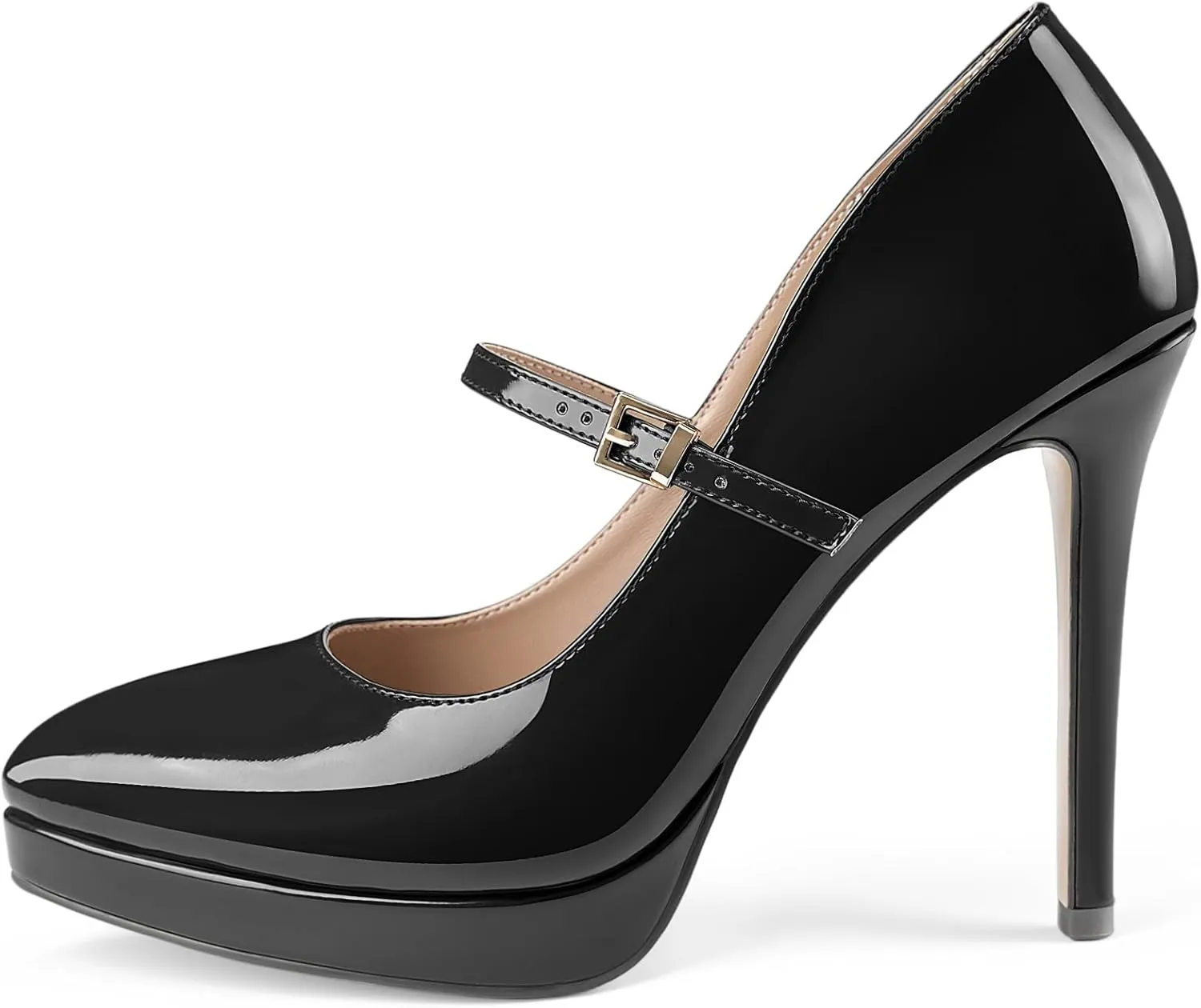 Oh Mispares Women’s Stiletto High Heels Thin Platform Styling Pointed Toe Mary Jane Style Summer Dress Pumps 5 inch Trendy Office Wear Shoes