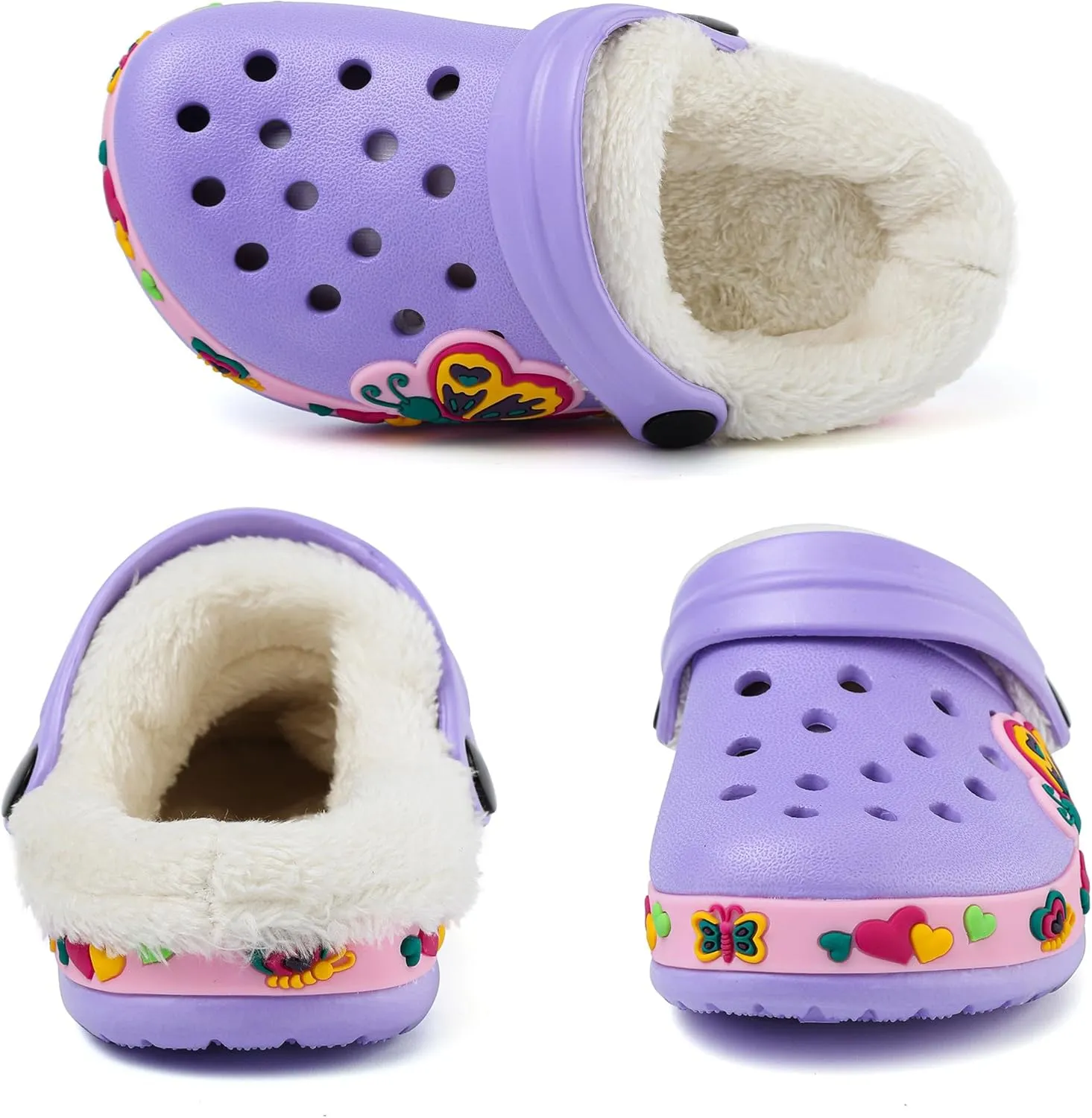 OHSNMAKSL Toddler Lined Clog Slippers Winter Garden Sandals Kids House Shoes Warm Slip On Sneakers Cartoon Slides for Boys and Girls Children Indoor Outdoor