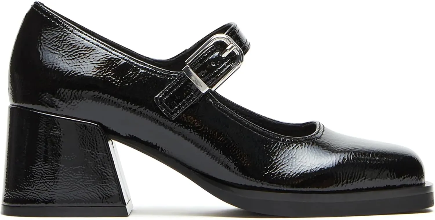 Oiamenne Mary Janes for Women Platform Chunky Heels Comfortable Square Toe Block Heels Dress Wedding Shoes