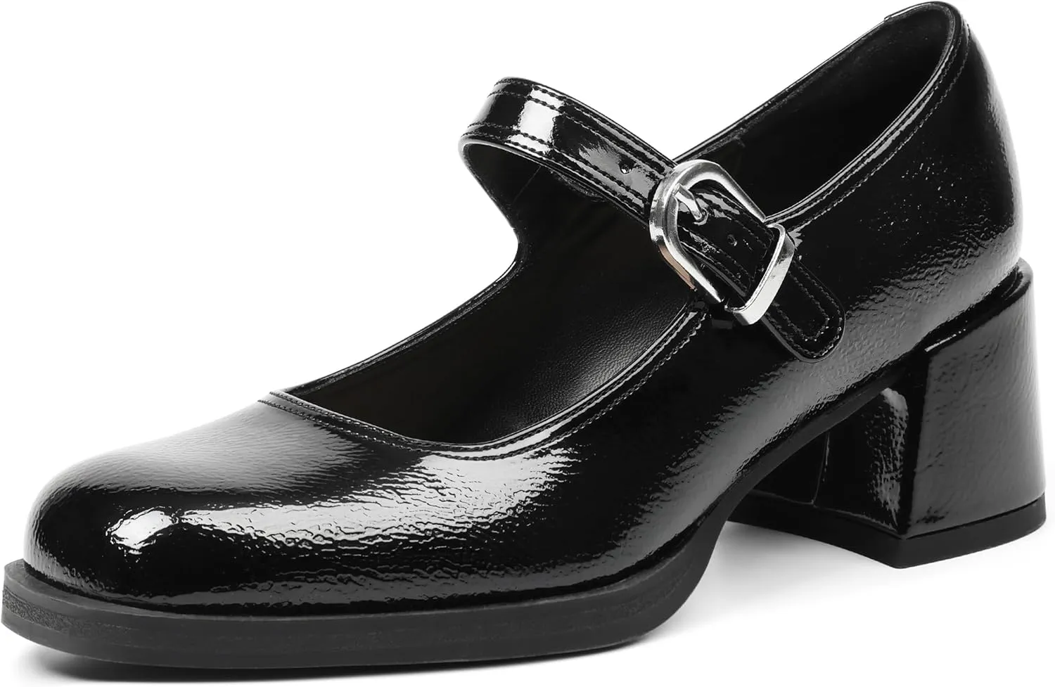 Oiamenne Mary Janes for Women Platform Chunky Heels Comfortable Square Toe Block Heels Dress Wedding Shoes