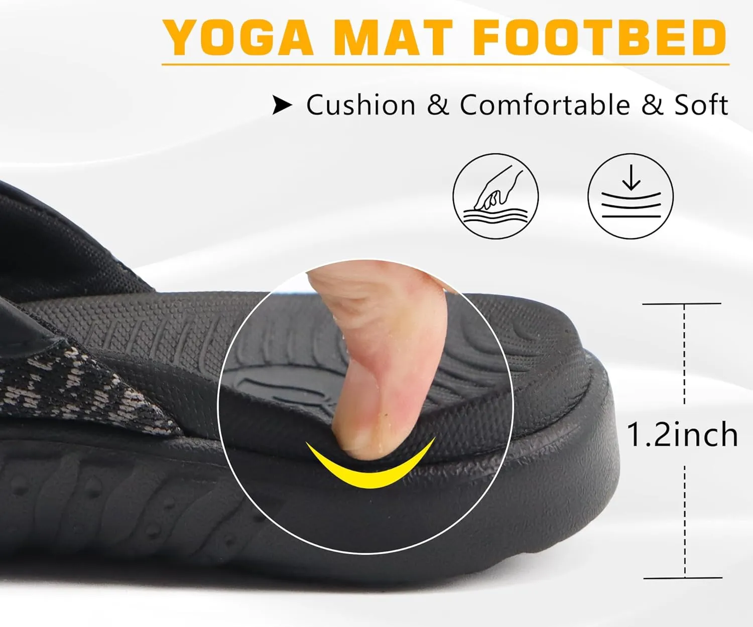 ONCAI Mens Flip Flop Open Toe Athletic Straps Orthotic Summer Plantar Fasciitis Sport Sandals with Soft Cushion Arch Support Size 7.5-15
