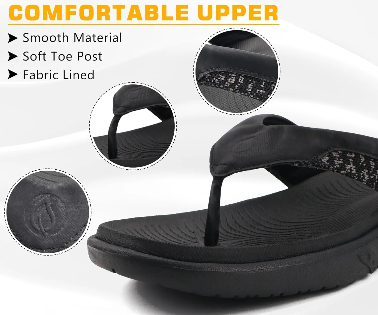 ONCAI Mens Flip Flop Open Toe Athletic Straps Orthotic Summer Plantar Fasciitis Sport Sandals with Soft Cushion Arch Support Size 7.5-15