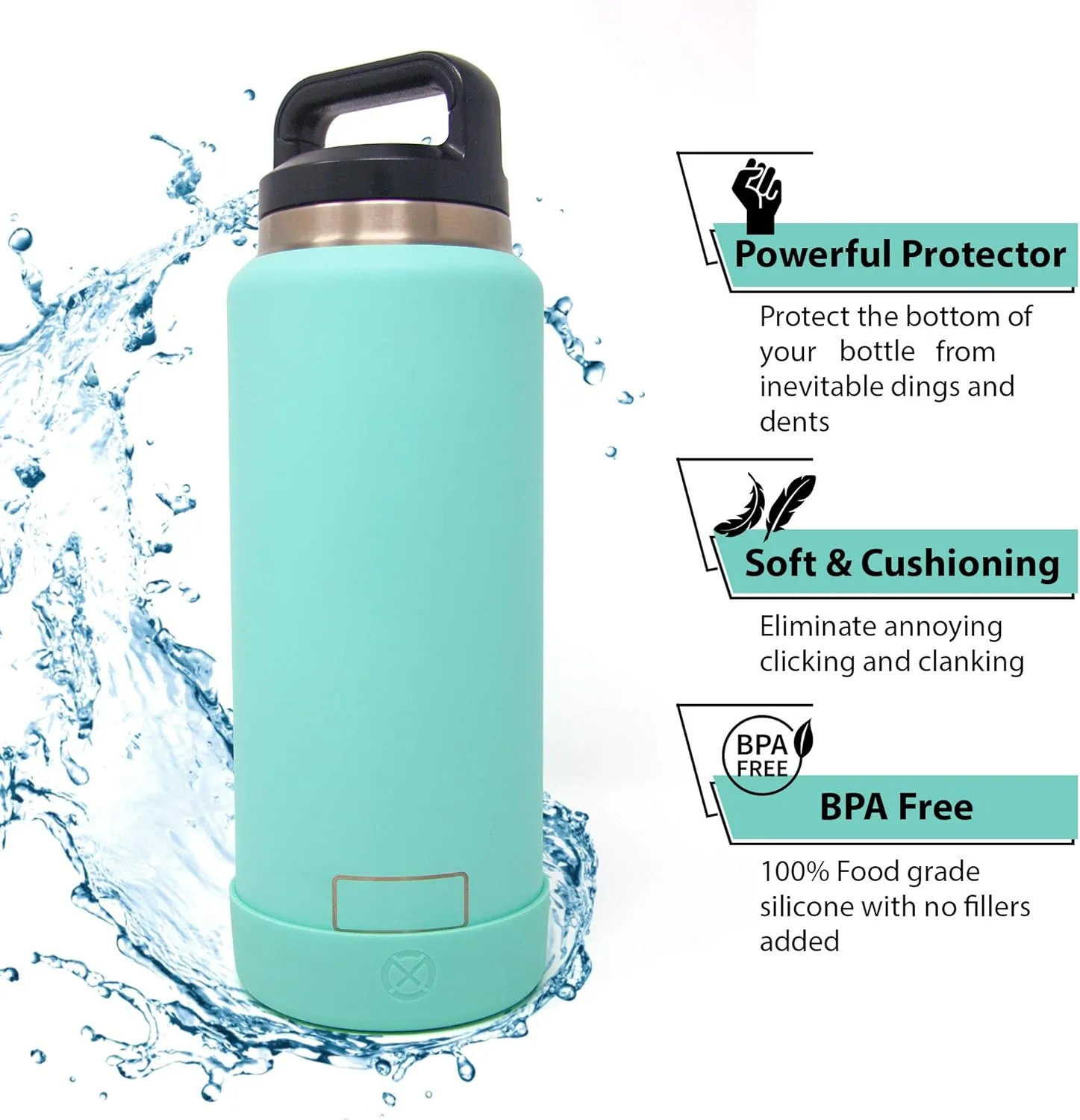 One MissionX Protective Silicone Boot for YETI 46oz 36oz 26oz 18/12oz, Owala 32oz 24oz Bottles & Yonder Water Bottles, Anti-Slip Bottom Sleeve Cover, BPA Free (Navy, Fits 64 oz)