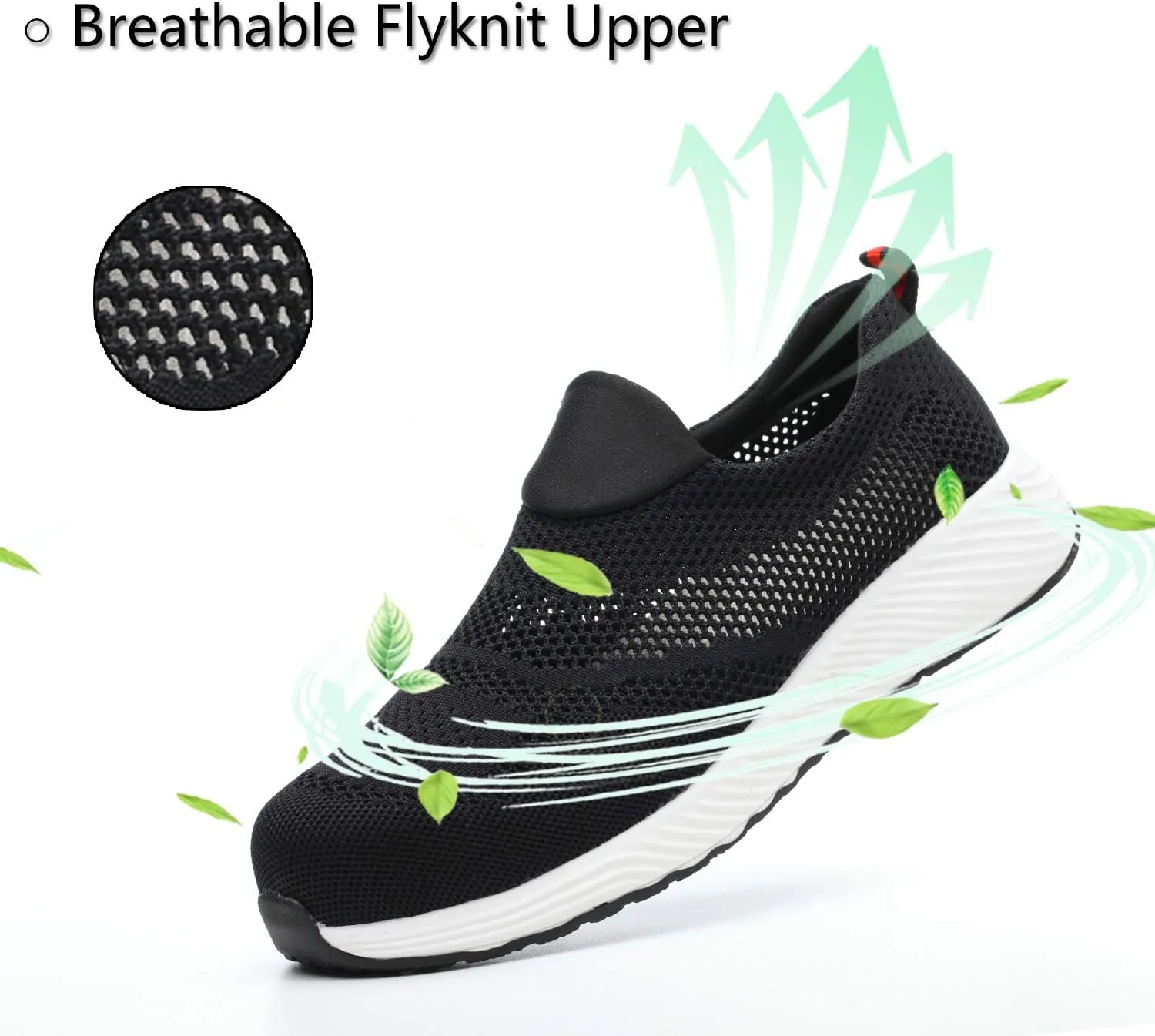 ORISTACO Steel Toe Shoes Mens, Slip on Lightweight Summer Breathable Safety Industrial Construction Work Sneakers