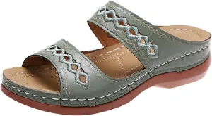 Orthopedic Sandals for Women with Arch Support Walking Slippers Slip On Wide Width Slides for Summer Beach Non Slip Breathable Sandal Vintage Flip Flops Dressy Spring Flat