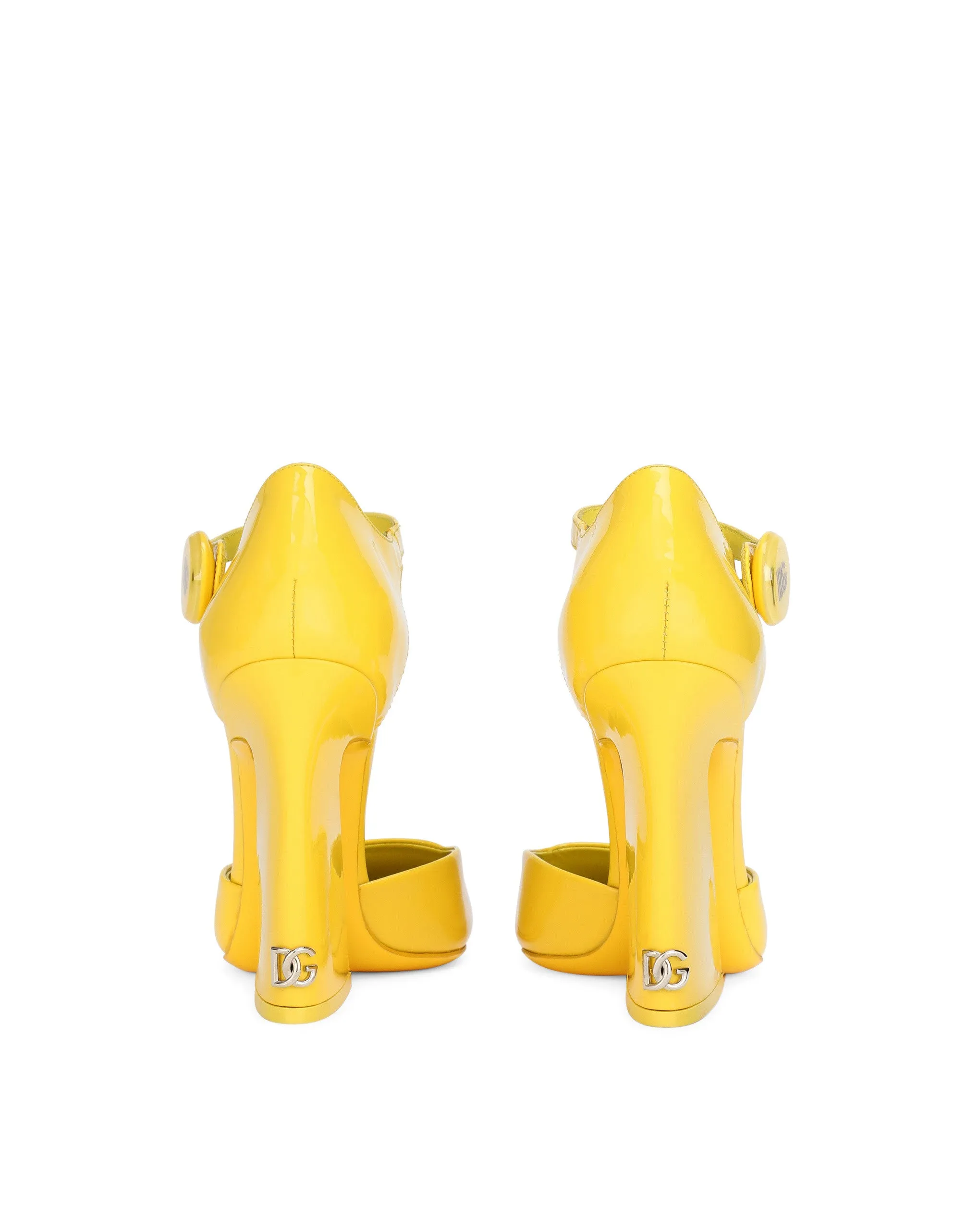 Patent leather Mary Janes with geometric heel