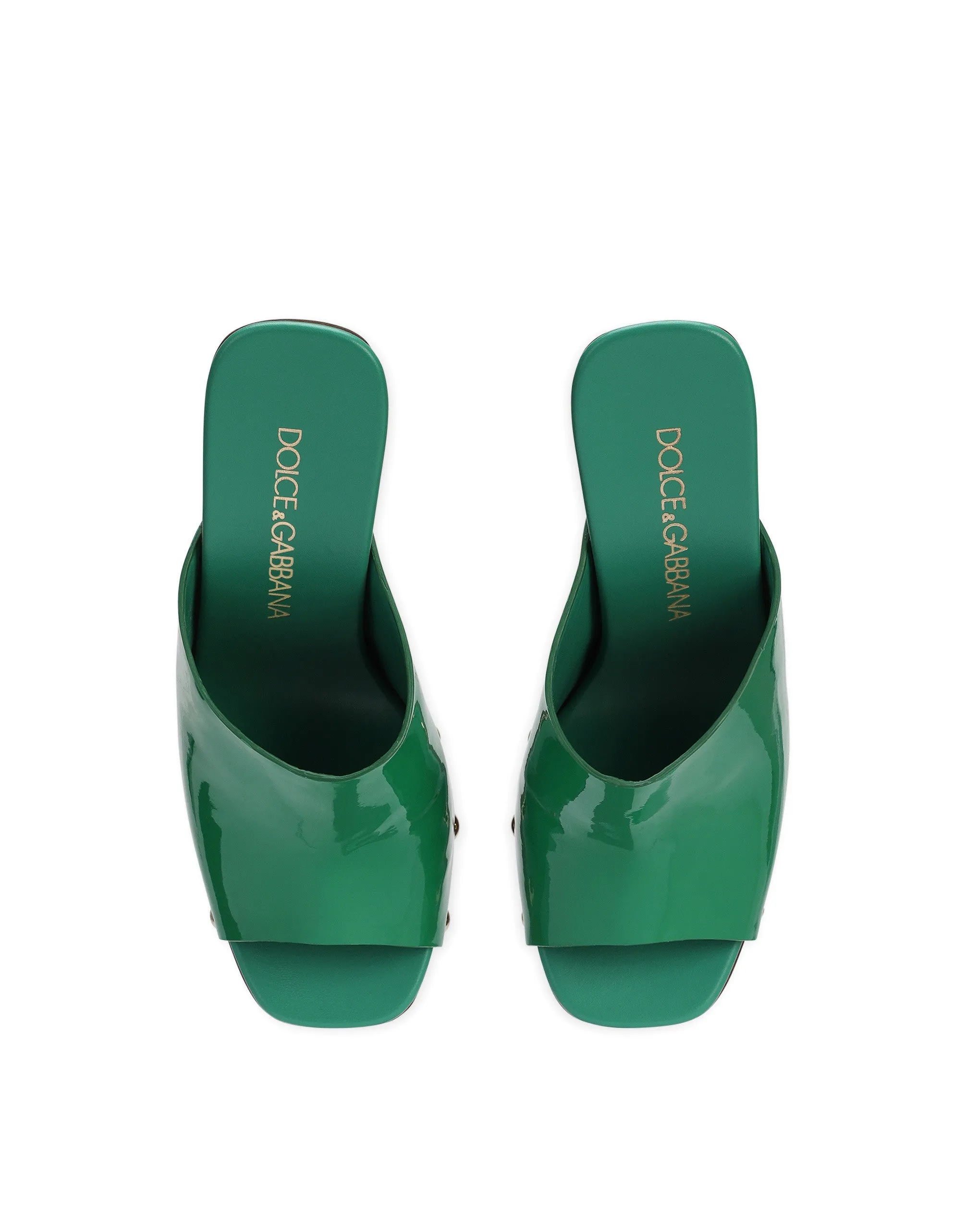 Patent leather wedges with DG logo