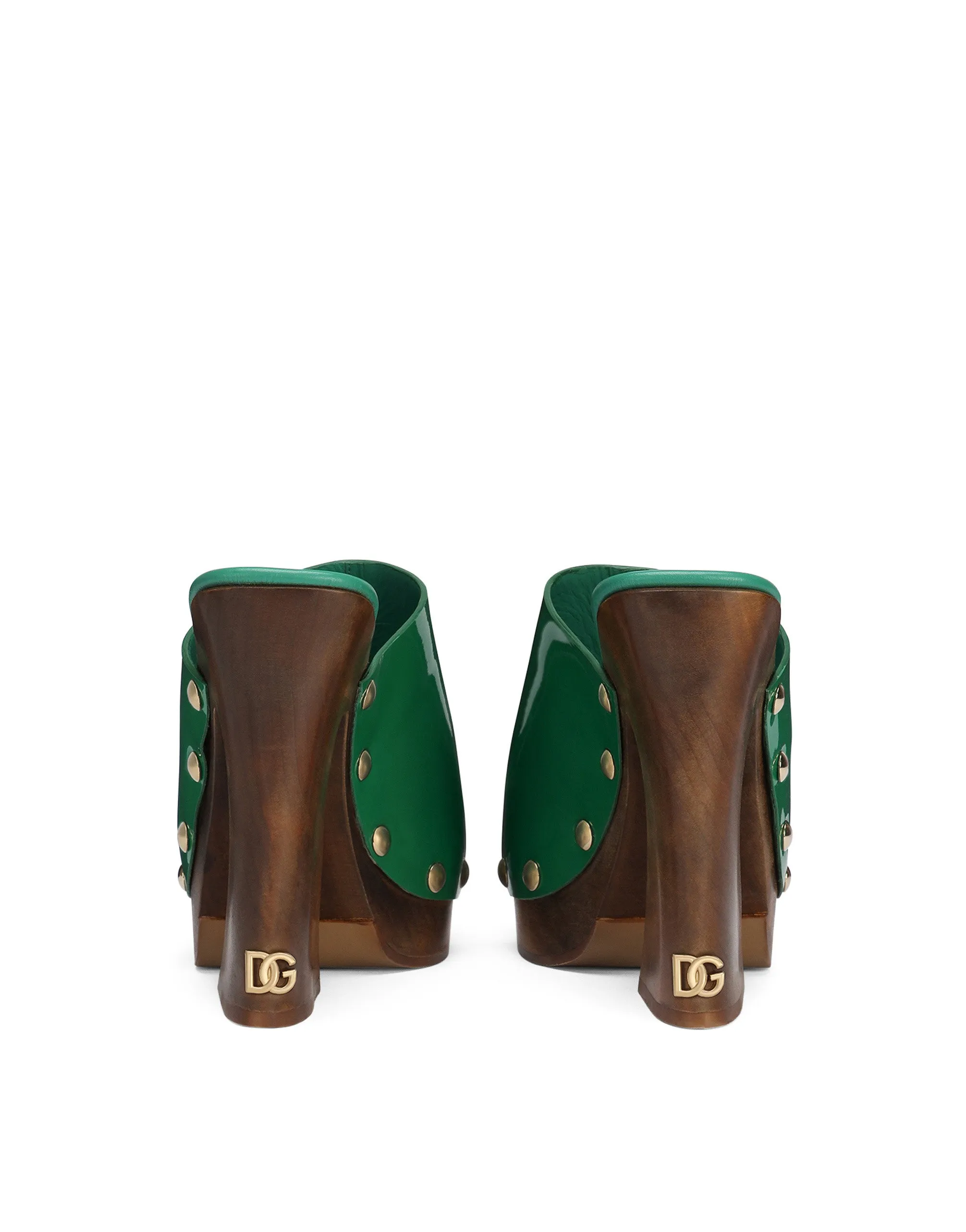 Patent leather wedges with DG logo