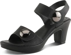 PATRIZIA Women's DADE-WOVEN Hook and Loop Sandals - Textured Faux Leather with Gold Button Accents, Adjustable Fit