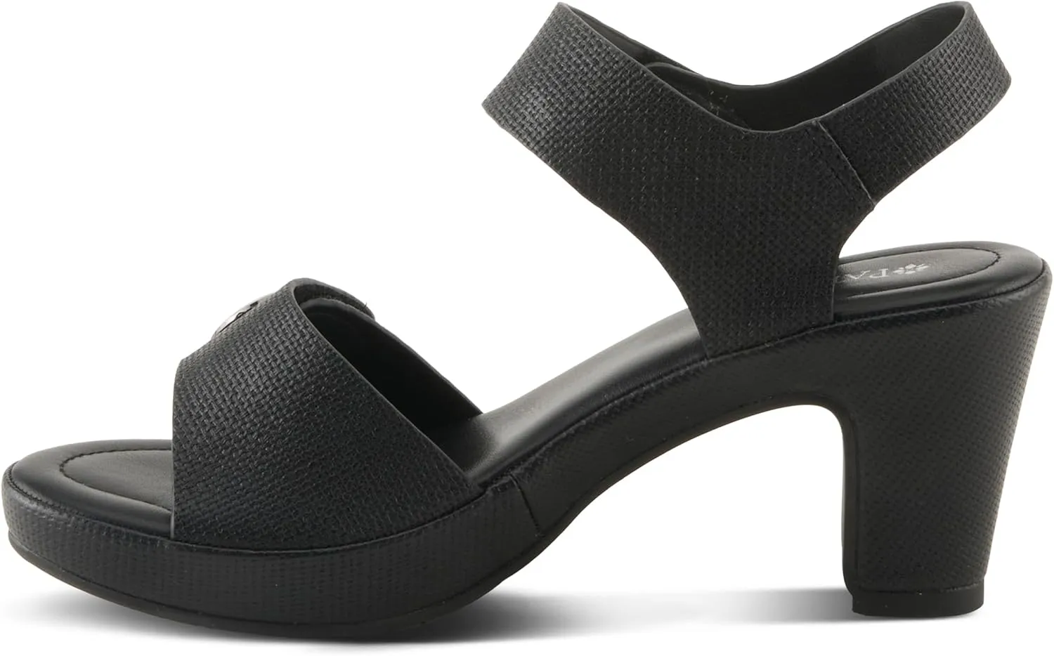 PATRIZIA Women's DADE-WOVEN Hook and Loop Sandals - Textured Faux Leather with Gold Button Accents, Adjustable Fit