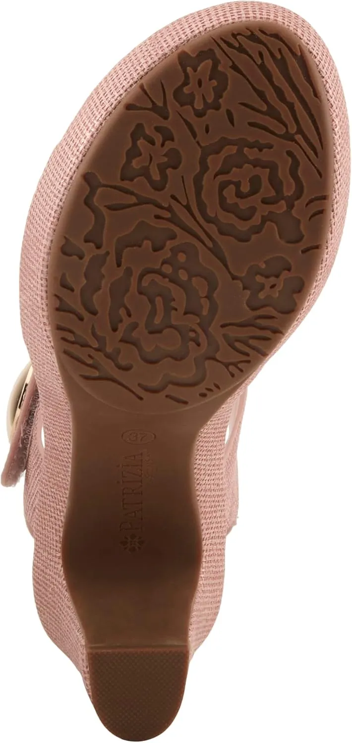 PATRIZIA Women's DADE-WOVEN Hook and Loop Sandals - Textured Faux Leather with Gold Button Accents, Adjustable Fit