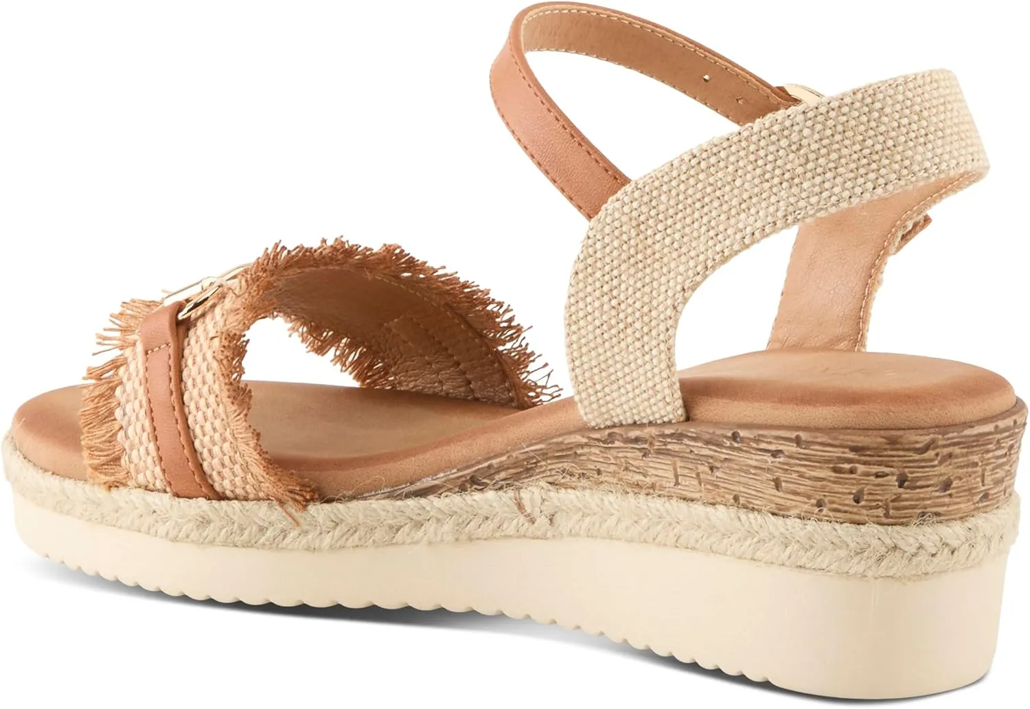 PATRIZIA Women's LEMIRE Buckle Platform Wedge Sandals - Faux Cork and Braided Rope Details, Cushioned Footbed for Comfort