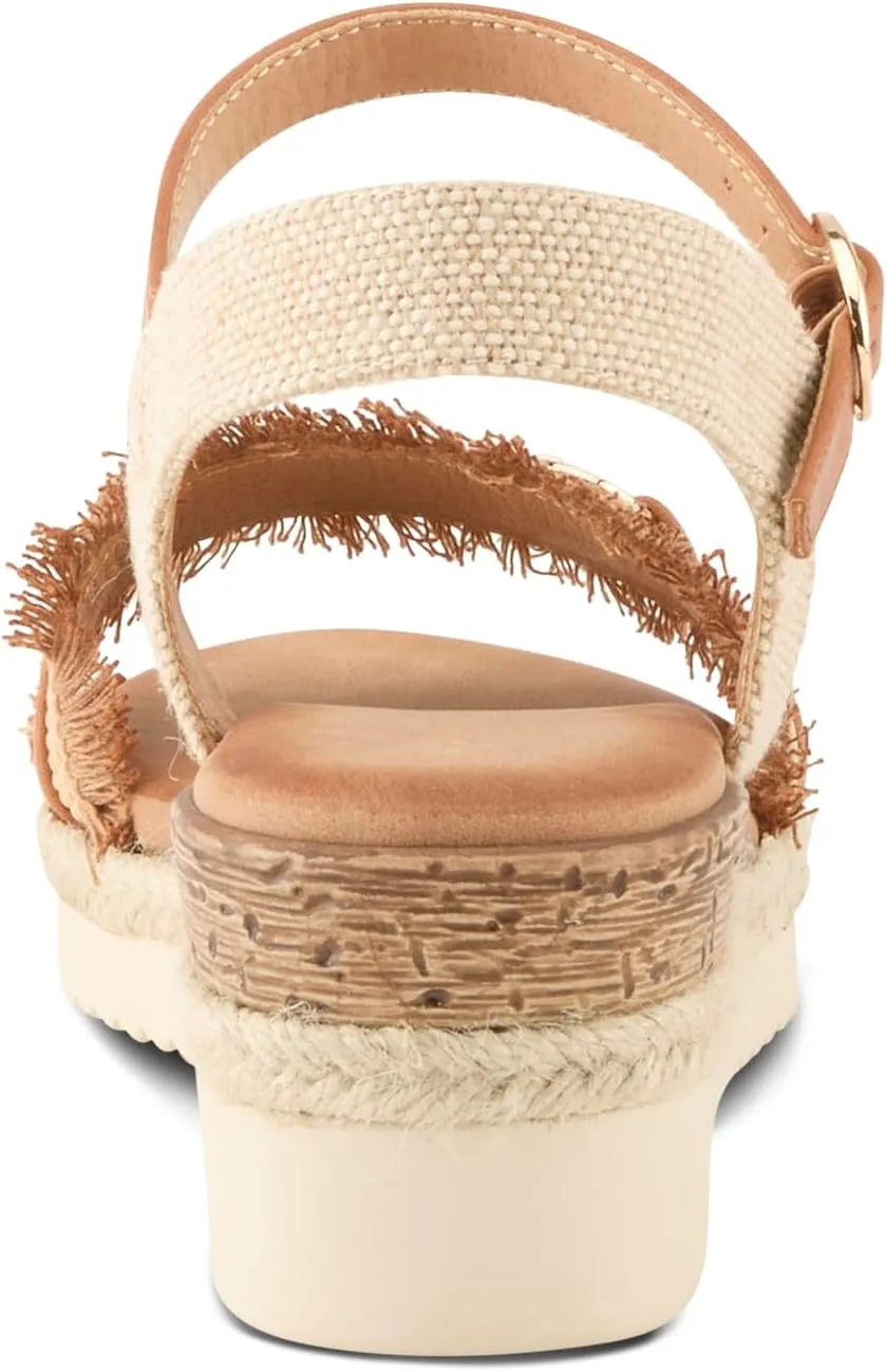 PATRIZIA Women's LEMIRE Buckle Platform Wedge Sandals - Faux Cork and Braided Rope Details, Cushioned Footbed for Comfort