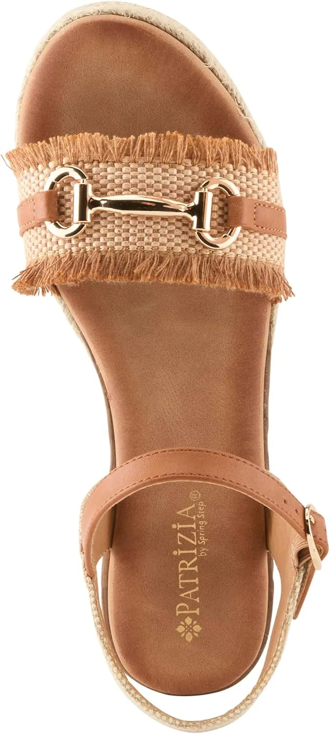 PATRIZIA Women's LEMIRE Buckle Platform Wedge Sandals - Faux Cork and Braided Rope Details, Cushioned Footbed for Comfort