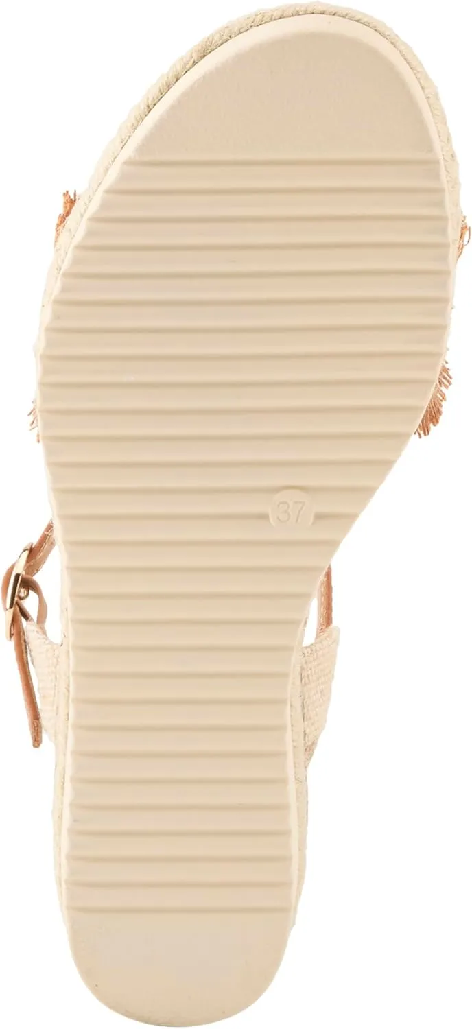 PATRIZIA Women's LEMIRE Buckle Platform Wedge Sandals - Faux Cork and Braided Rope Details, Cushioned Footbed for Comfort