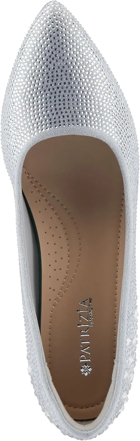 PATRIZIA Women's Tyanna Kitten Heel Pumps with Delicate Crystals, Pointed Toe, and Comfortable Fit
