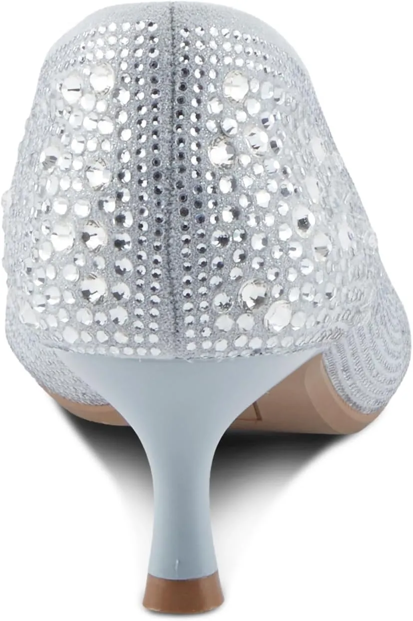PATRIZIA Women's Tyanna Kitten Heel Pumps with Delicate Crystals, Pointed Toe, and Comfortable Fit