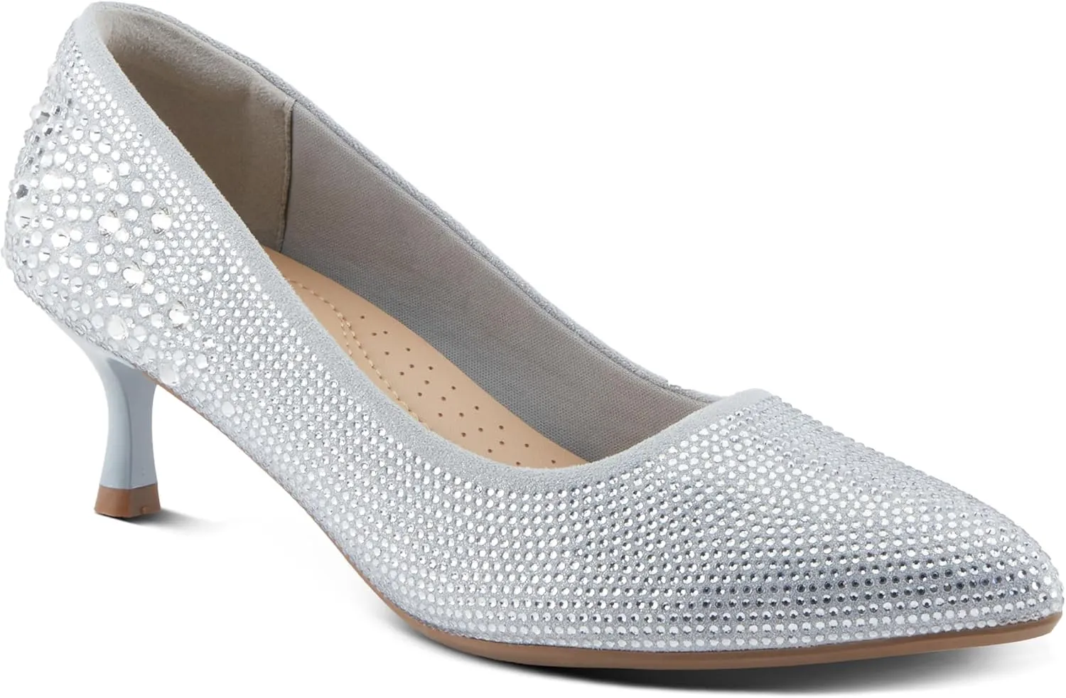 PATRIZIA Women's Tyanna Kitten Heel Pumps with Delicate Crystals, Pointed Toe, and Comfortable Fit