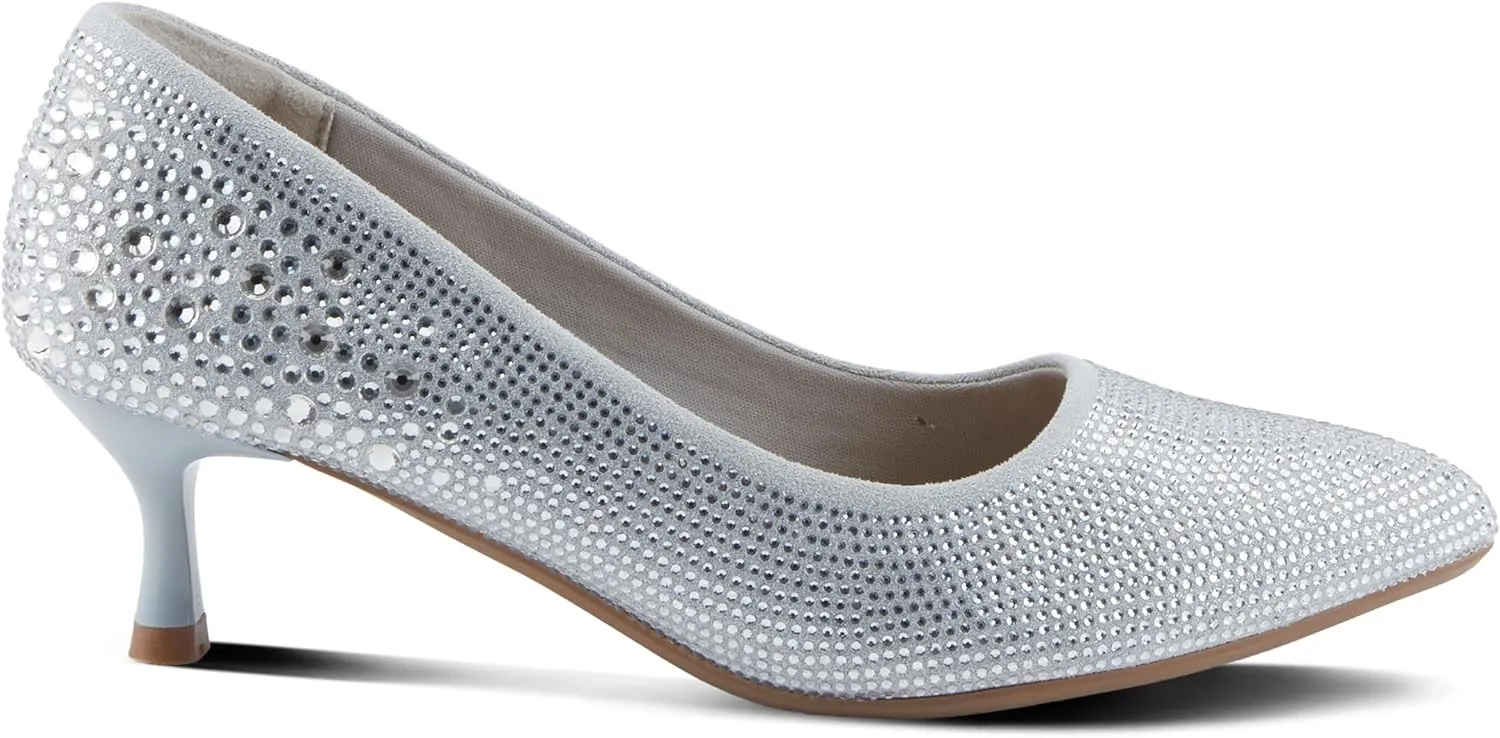 PATRIZIA Women's Tyanna Kitten Heel Pumps with Delicate Crystals, Pointed Toe, and Comfortable Fit