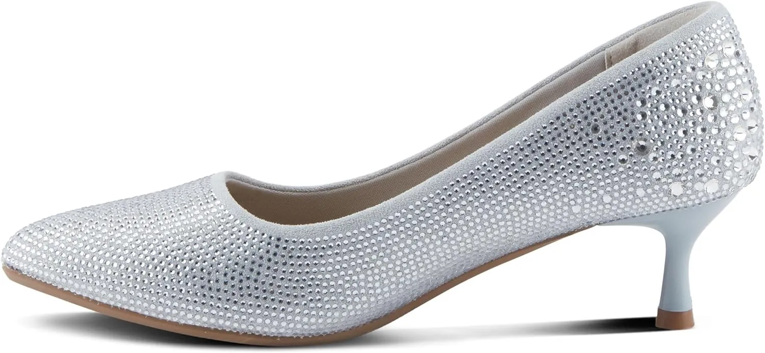 PATRIZIA Women's Tyanna Kitten Heel Pumps with Delicate Crystals, Pointed Toe, and Comfortable Fit
