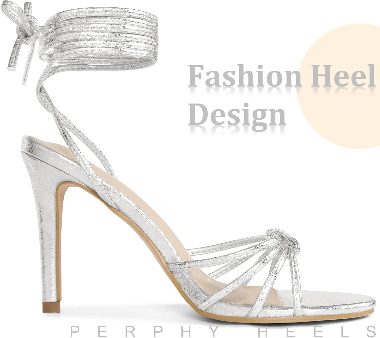 Perphy Knot Strappy Lace Up Metallic Stiletto Heel Sandals for Women